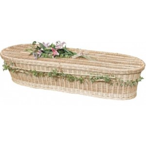Autumn Gold Creamy-White Wicker / Willow (Oval Style) Coffin - **ALWAYS ON MY MIND**